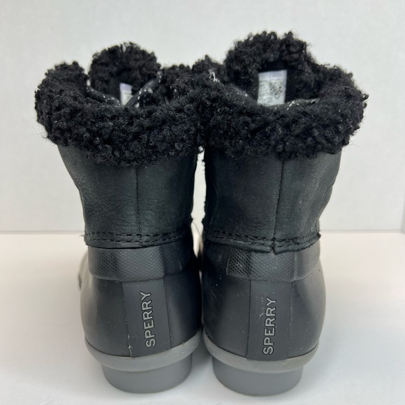 Sperry Saltwater Alpine Duck Boots Blk/Grey Sz 6.5M 86690 Faux Fur Side Zip Nice - Picture 9 of 11
